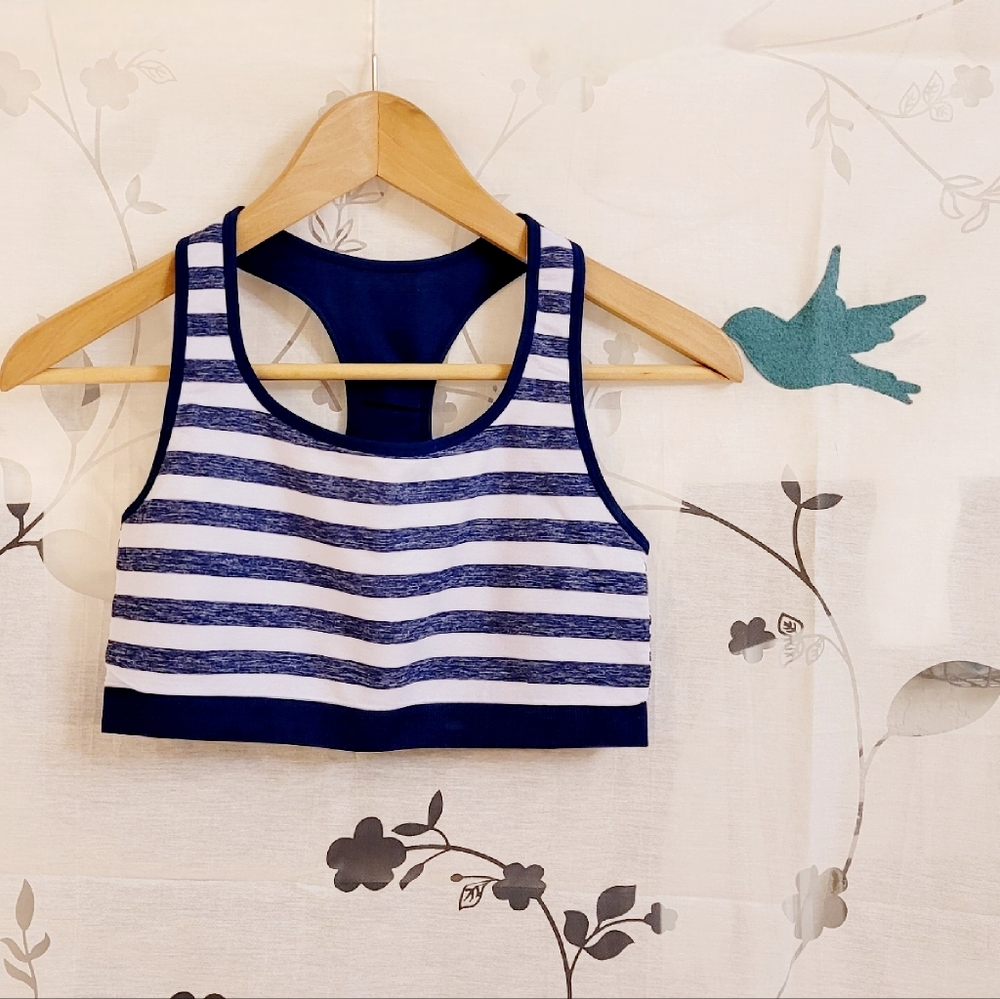 St. Eve sporty Active top in striped blue & white size L/XL